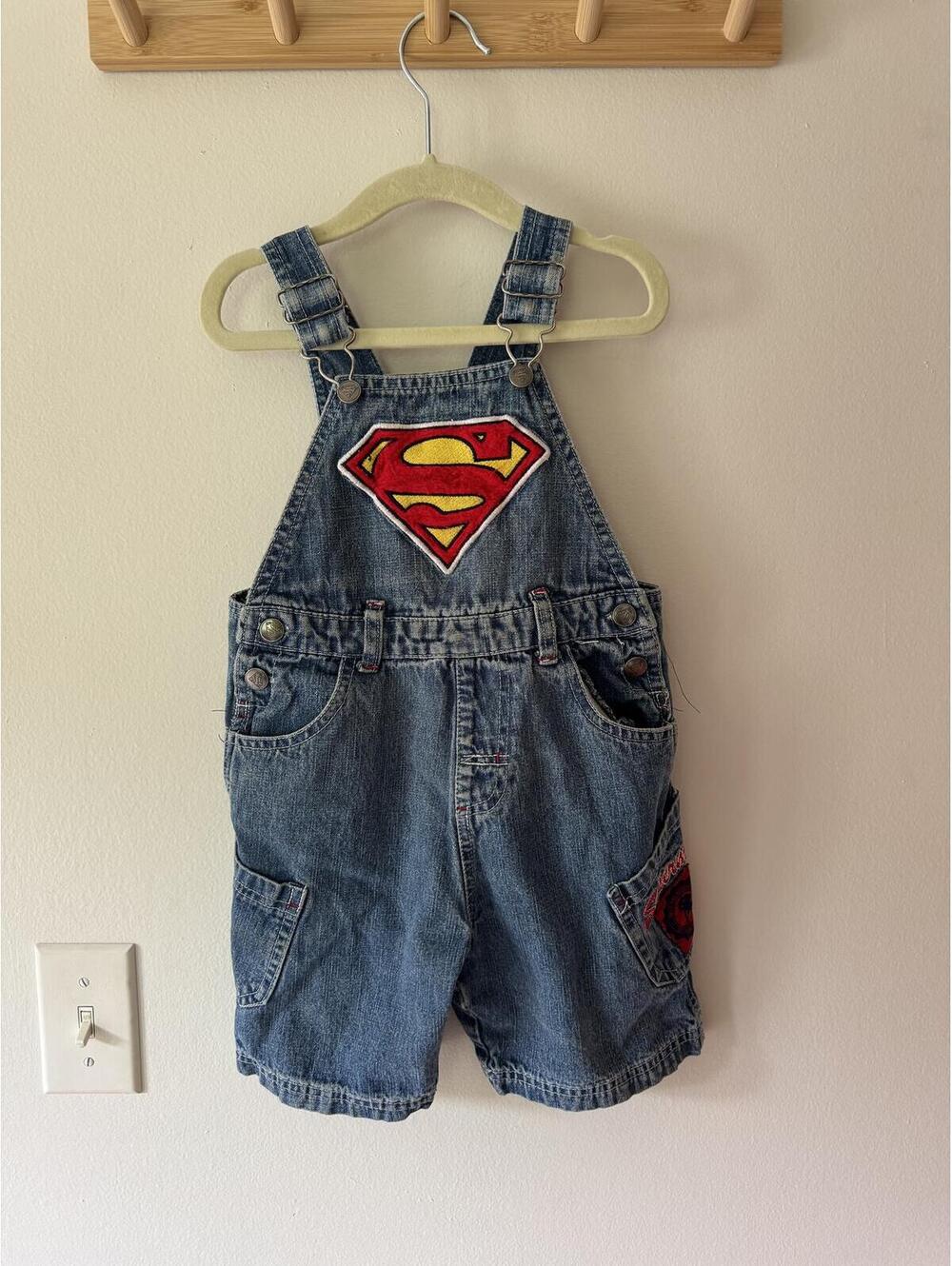 Vintage Warner Bros Infant Overalls 3T Embroidered Superman